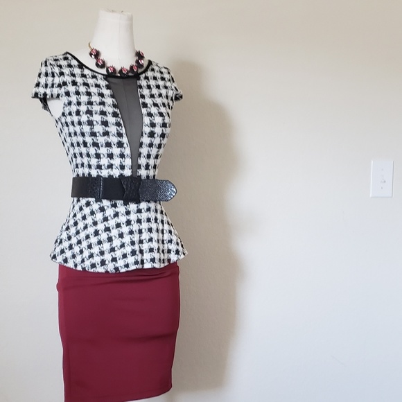 3 for $20 Black and White peplum top - Picture 3 of 3